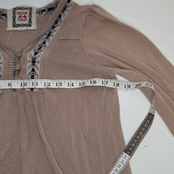 576. Chelser & Violet Long Sleeve Top Tan Sz L - Picture 3 of 9